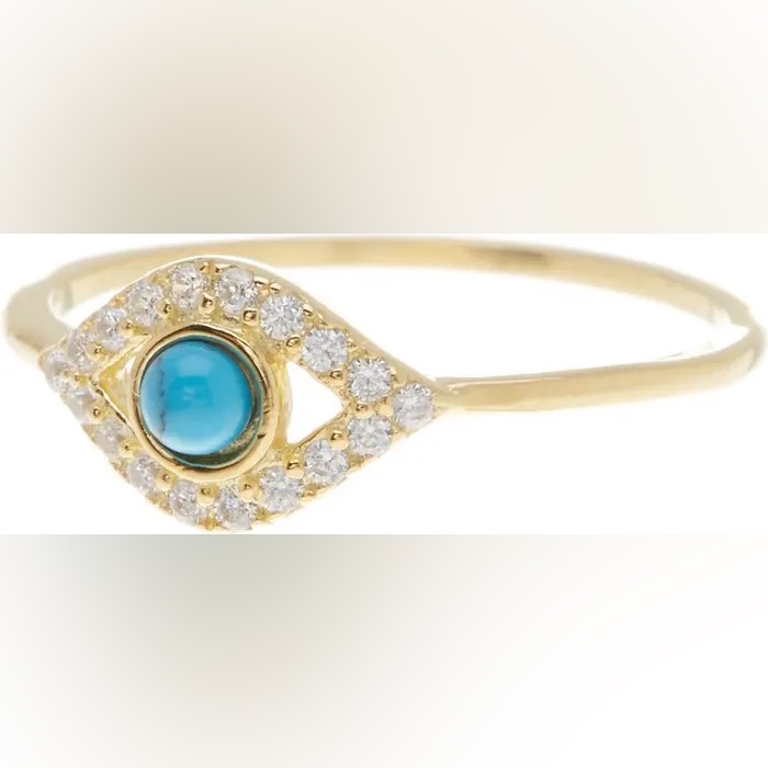 New 14k Yellow Gold Plated Turquoise & Swarovski Crystal Accented